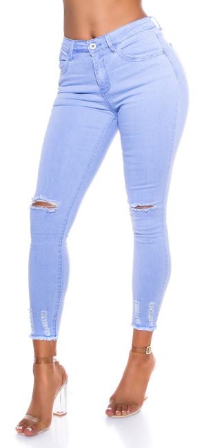 skinny geribde jeans blauw